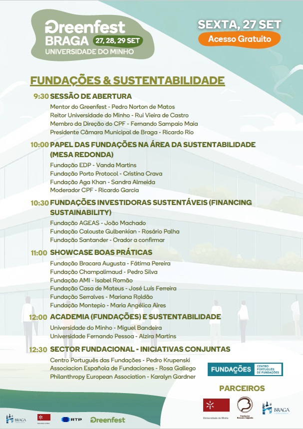 Greenfest em Braga – Fundações & Sustentabilidade – 27, 28 e 29 de setembro/2024